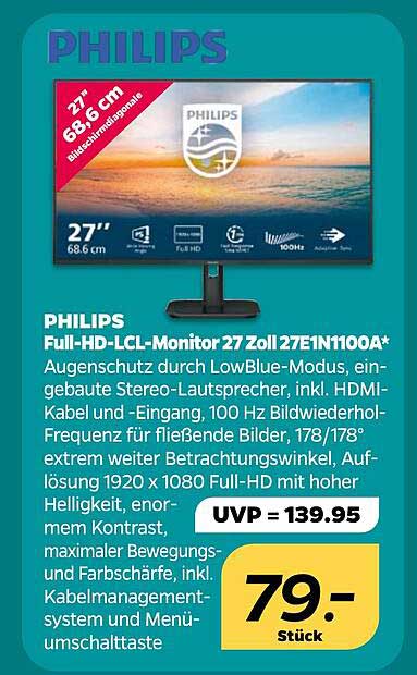 PHILIPS Full-HD-LCD-Monitor 27 Zoll 27E1N1100A*