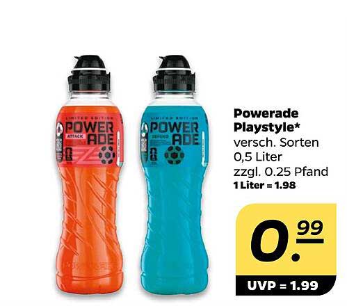 Powerade Playstyle* versch. Sorten 0,5 Liter zzgl. 0.25 Pfand 1 Liter = 1.98