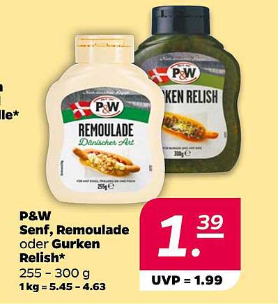 P&W Senf, Remoulade oder Gurken Relish*