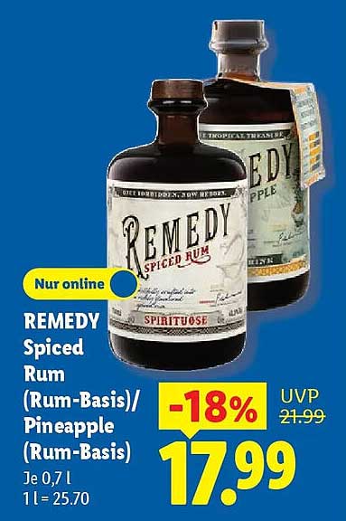 REMEDY Spiced Rum (Rum-Basis)/ Pineapple (Rum-Basis)