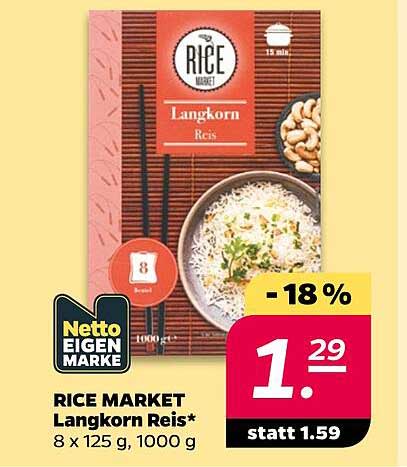 RICE MARKET Langkorn Reis* 8 x 125 g, 1000 g