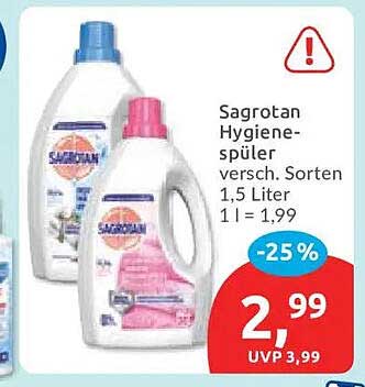 Sagrotan Hygiene-spüler versch. Sorten 1,5 Liter 1 l = 1,99