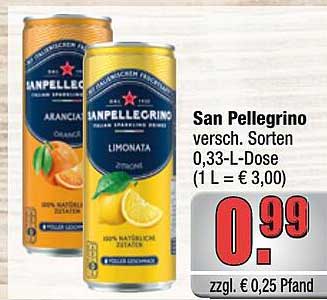 San Pellegrino versch. Sorten 0,33-L-Dose (1 L = € 3,00)