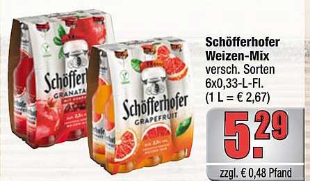 Schöfferhofer Weizen-Mix versch. Sorten 6x0,33-l-Fl. (1 L = € 2,67)