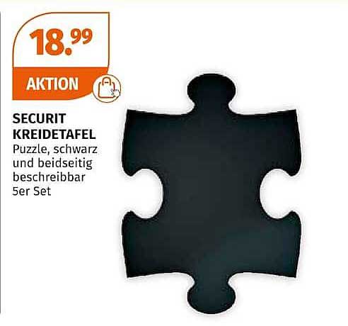 SECURIT KREIDETAFEL Puzzle, schwarz und beidseitig beschreibbar 5er Set