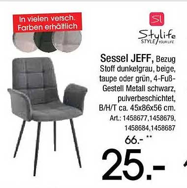 Sessel JEFF, Bezug Stoff dunkelgrau, beige, taupe oder grün, 4-Fuß-Gestell Metall schwarz, pulverbeschichtet, B/H/T ca. 45x86x56 cm.