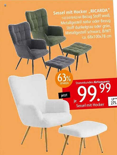 Sessel mit Hocker „RICARDA“