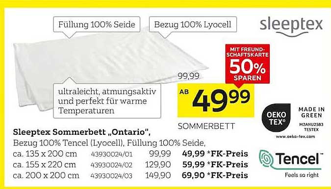 Sleepptex Sommerbett „Ontario“