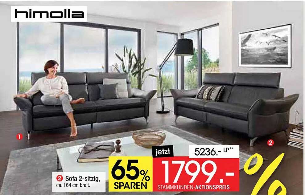 Sofa 2-sitzig, ca. 164 cm breit.