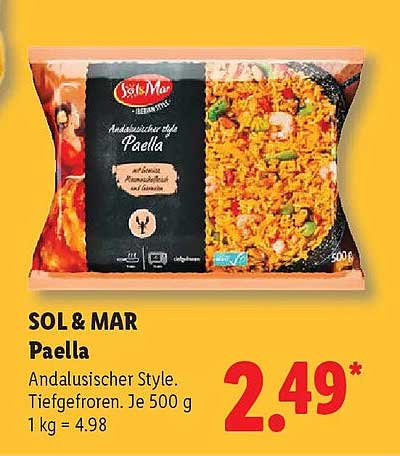 SOL & MAR Paella Andalusischer Style. Tiefgefroren. Je 500 g