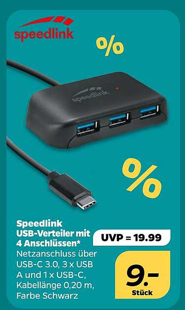 Speedlink USB-Verteiler mit 4 Anschlüssen*