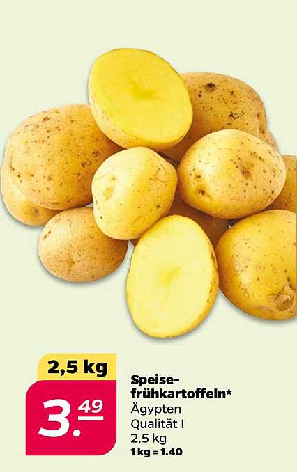 Speise-frühkartoffeln* Ägypten Qualität I 2,5 kg 1 kg = 1.40