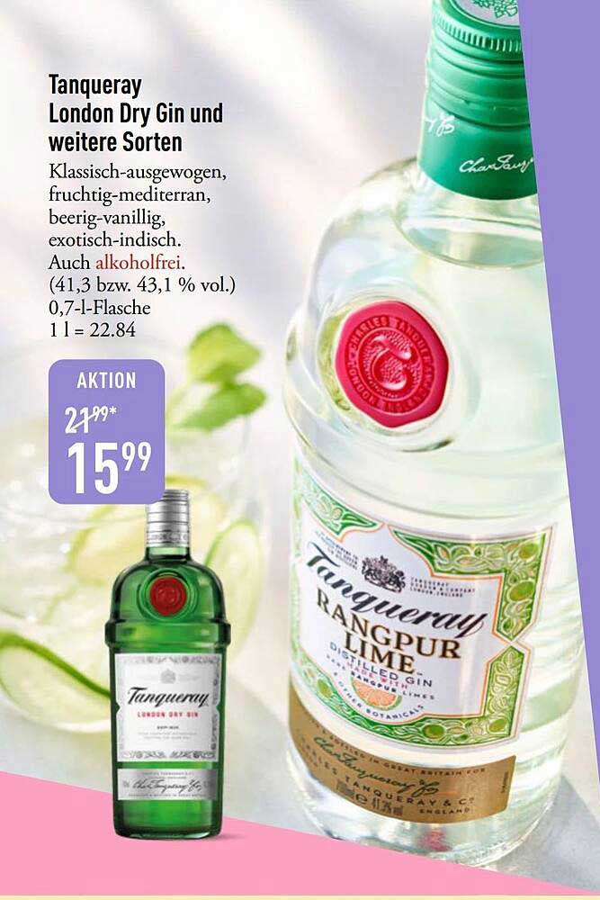 Tanqueray London Dry Gin und weitere Sorten