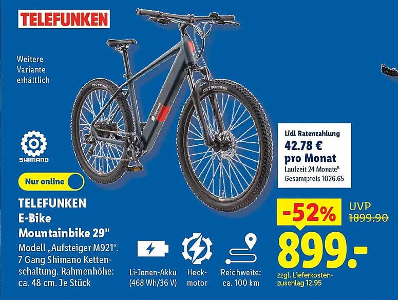 TELEFUNKEN E-Bike Mountainbike 29"