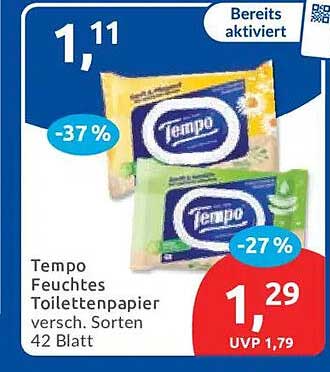 Tempo Feuchtes Toilettenpapier versch. Sorten 42 Blatt