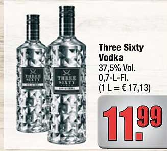 Three Sixty Vodka 37,5% Vol. 0,7-L-Fl. (1 L = € 17,13)