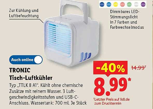 TRONIC Tisch-Luftkühler