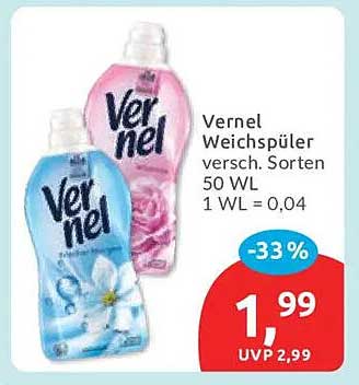 Vernel Weichspüler versch. Sorten 50 WL 1 WL = 0,04