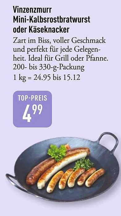 Vinzenzmurr Mini-Kalbsrostbratwurst oder Käsknacker