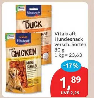 Vitakraft Hundesnack versch. Sorten 80 g 1 kg = 23,63