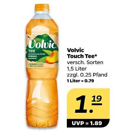 Volvic Touch Tee* versch. Sorten 1,5 Liter zzgl. 0.25 Pfand 1 Liter = 0.79