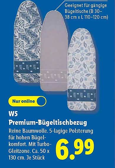 W5 Premium-Bügeltischbezug