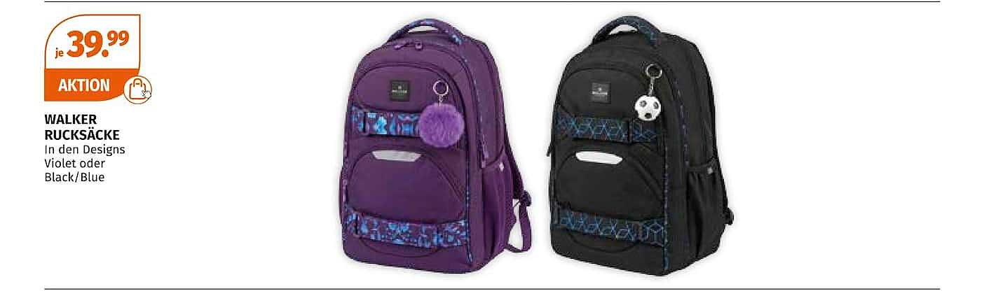WALKER RUCKSÄCKE In den Designs Violet oder Black/Blue