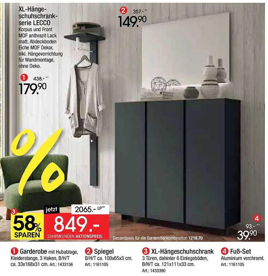 XL-Hänge-schuhschrank-serie LECCO