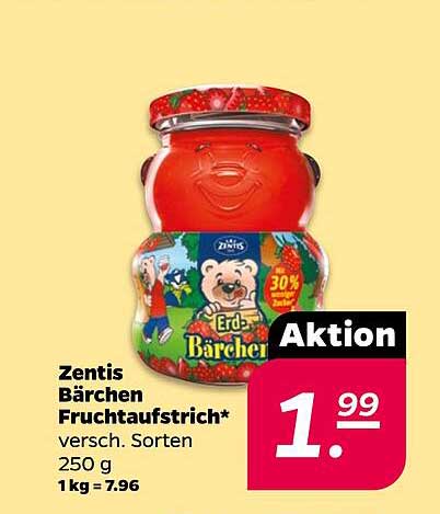 Zentis Bärchen Fruchtaufstrich* versch. Sorten 250 g 1 kg = 7.96