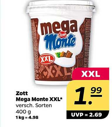 Zott Mega Monte XXL* versch. Sorten 400 g