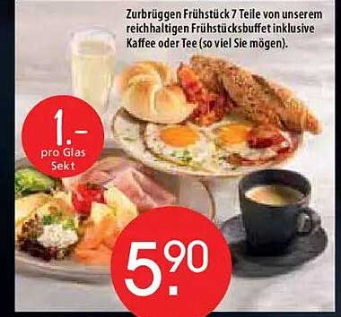 Zurbrüggen Frühstück 7 Teile von unserem reichhaltigen Frühstücksbuffet inklusive Kaffee oder Tee (so viel Sie mögen).
