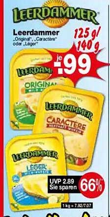 Leerdammer Käse – Original, Caractère oder Léger 125 g oder 140 g je 0,99 €
