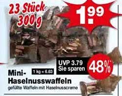Mini-Haselnusswaffeln 300 g - gefüllte Waffeln mit Haselnusscreme