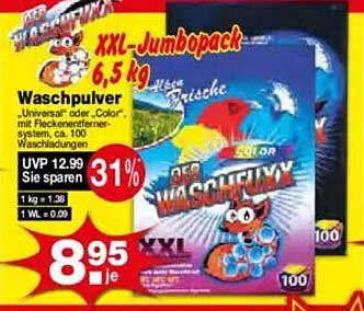 Waschpulver Universell - Der Waschfixx XXL-Jumbopack 6,5 kg