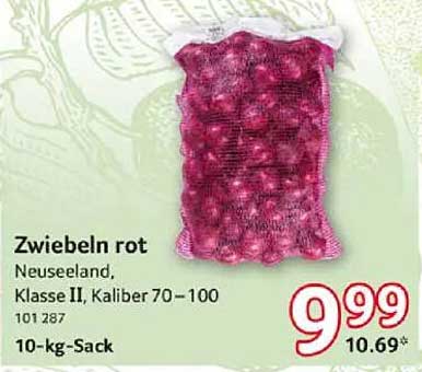 Zwiebeln rot Neuseeland, Klasse II, Kaliber 70 – 100