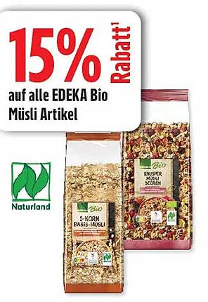 15% Rabatt auf alle EDEKA Bio Müsli Artikel