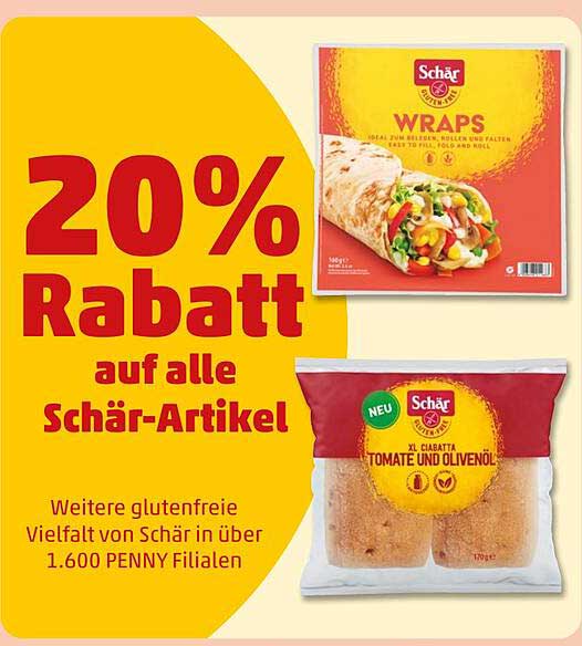 20% Rabatt auf alle Schär-Artikel