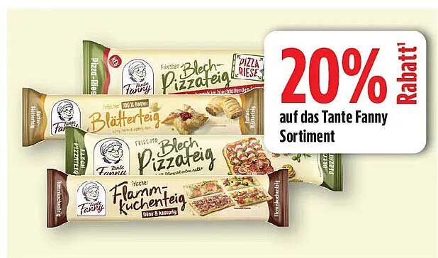 20% Rabatt auf das Tante Fanny Sortiment