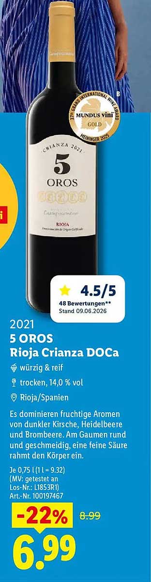 2021 5 OROS Rioja Crianza DOCa