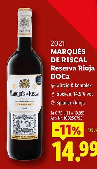 2021 MARQUÉS DE RISCAL Reserva Rioja DOCa