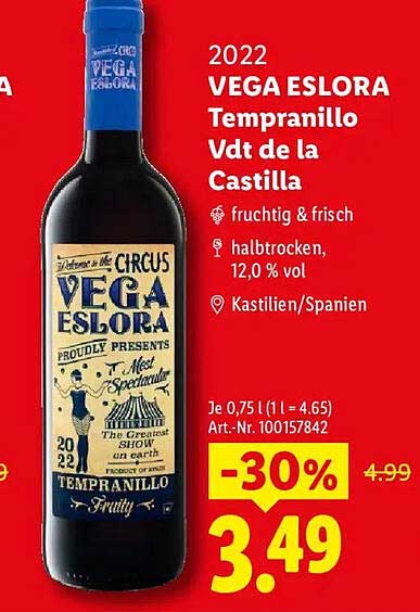 2022 VEGA ESLORA Tempranillo Vdt de la Castilla