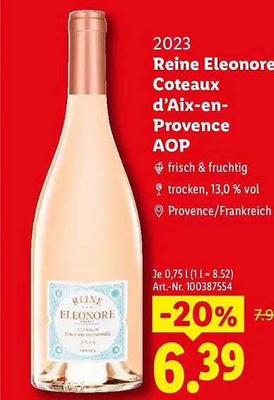 2023 Reine Eleonore Coteaux d’Aix-en-Provence AOP