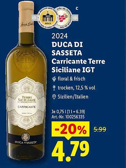 2024 DUCA DI SASSETA Caricante Terre Siciliane IGT