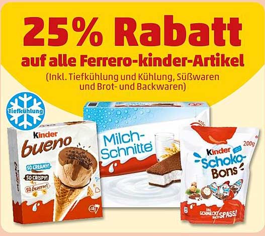 25% Rabatt auf alle Ferrero-kinder-Artikel