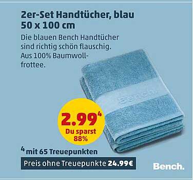2er-Set Handtücher, blau 50 x 100 cm