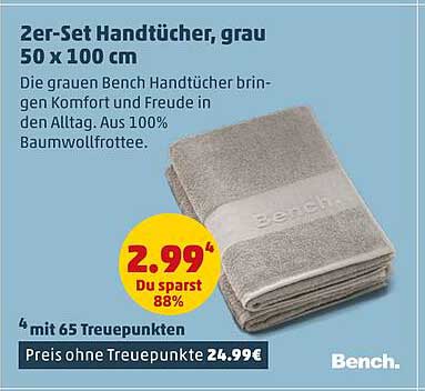 2er-Set Handtücher, grau 50 x 100 cm