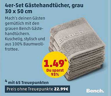 4er-Set Gästehandtücher, grau 30 x 50 cm