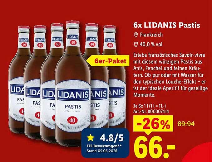 6x LIDANIS Pastis