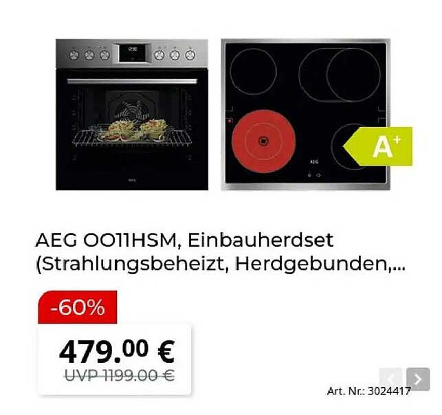 AEG OO1IHSM, Einbauherdset (Strahlungsbeheizt, Herdgebunden,...)