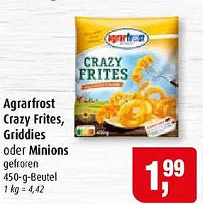 Agrarfrost Crazy Frites, Griddies oder Minions gefroren 450-g-Beutel